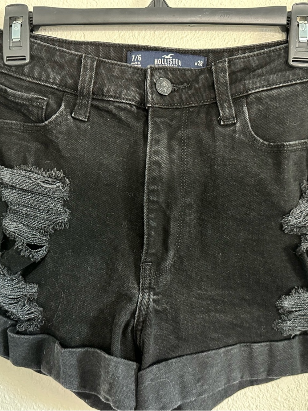 Hollister Black Ultra High-Rise Distressed Denim Shorts